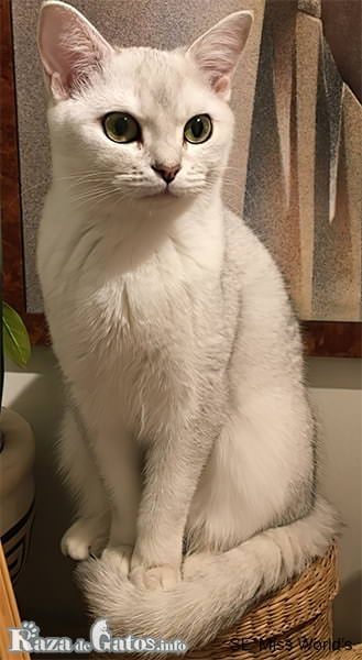 写真のポーズをとっているバーミラ子猫の画像。